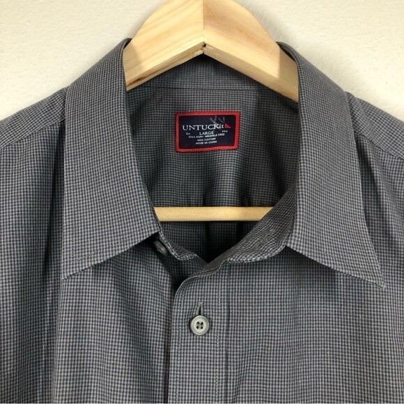 Untuckit 100% Cotton Long Sleeve Button Up Shirt Large Tall Slim Wrinkle Free - Picture 2 of 8